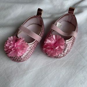 Esprit Infant Baby Girls Size 0-6M Pink Flower Crib Shoes